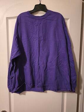 Hanes Beefy-T Long Sleeve Shirt Size 2XL Purple Cotton Blank